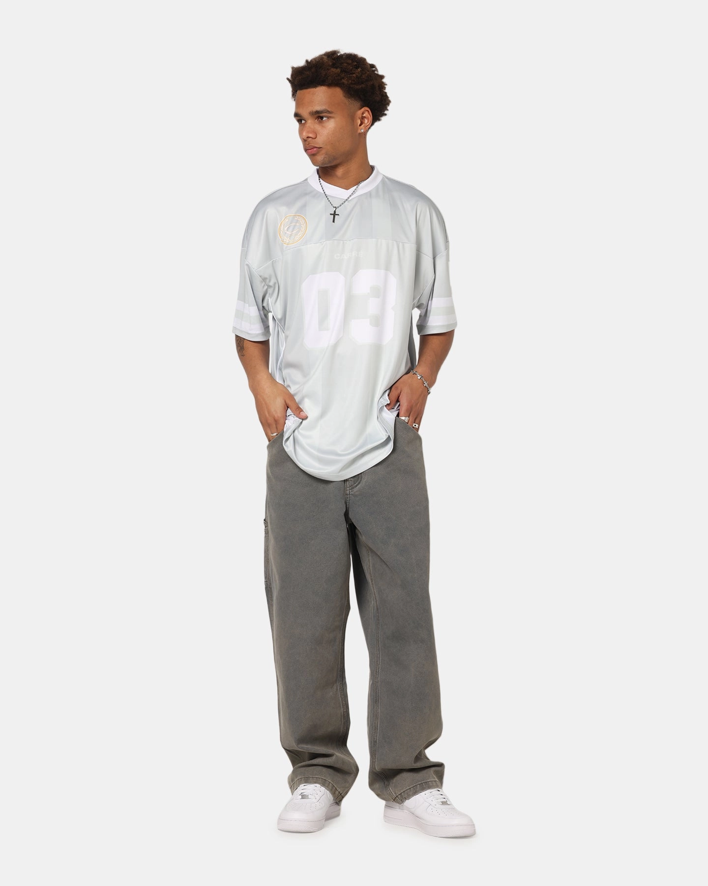 Lightweight Gear Abrasion Resistant Surface Carre Halftime Football Jersey Grey