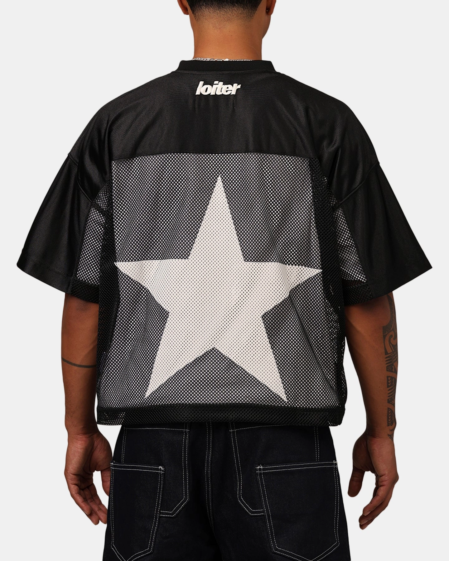Loiter Outfield Training Jersey Black Enhanced Durability Reinforcement Yarn Dye Pattern
