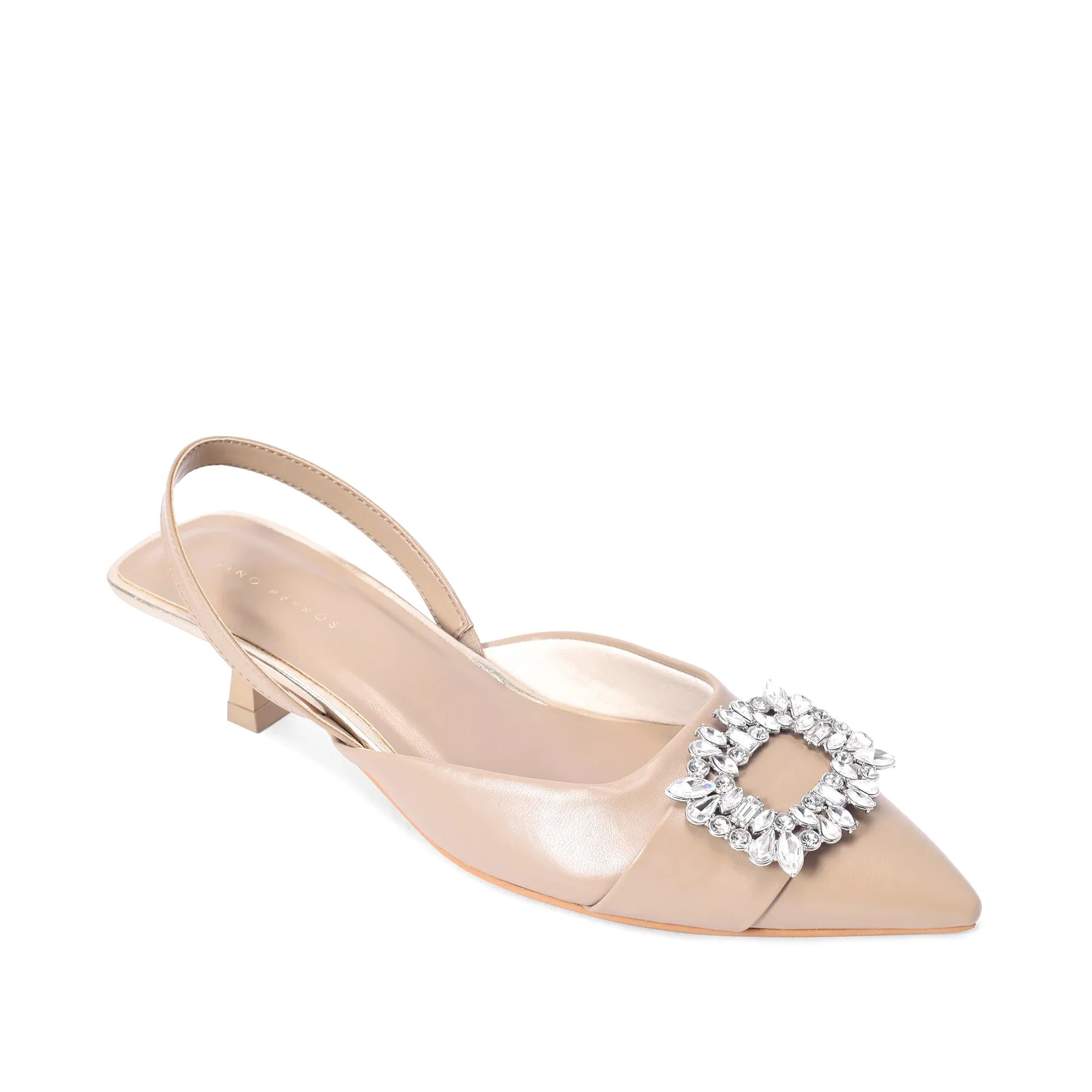 Gaga crystal broach slingback heels