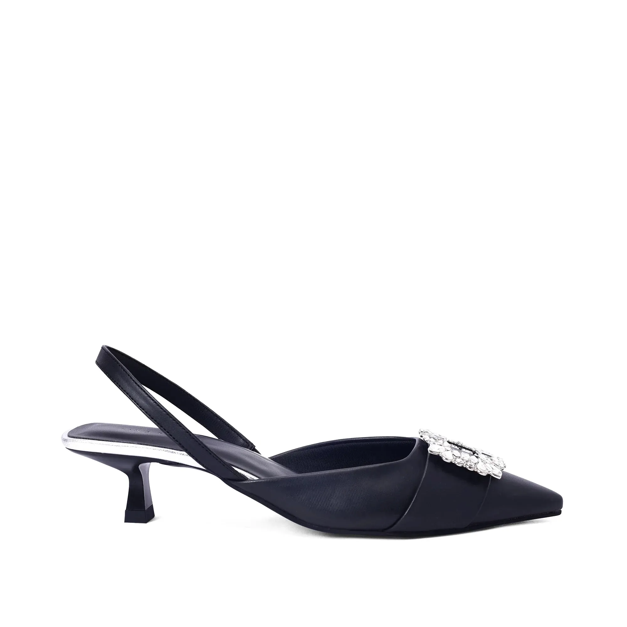 Gaga crystal broach slingback heels
