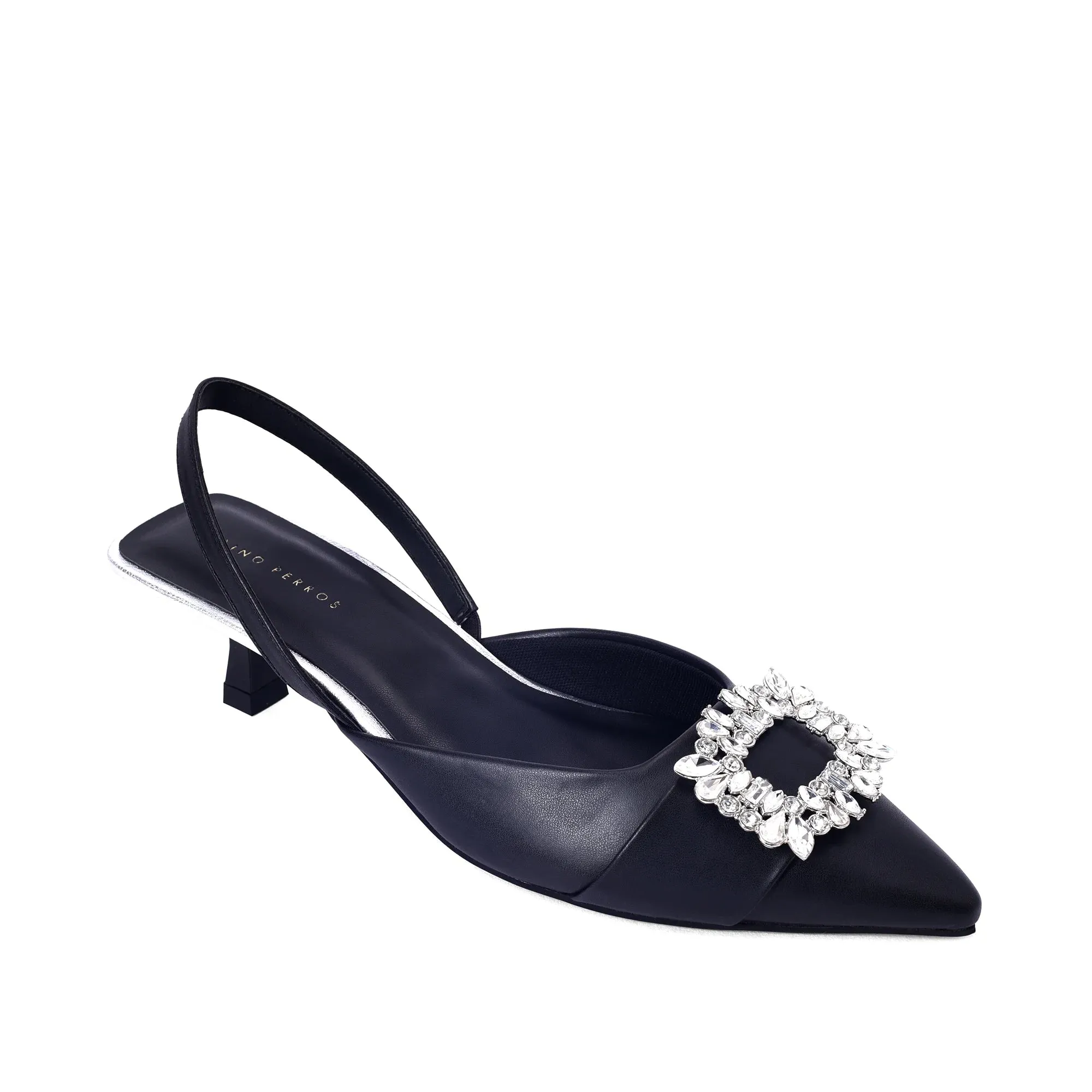 Gaga crystal broach slingback heels