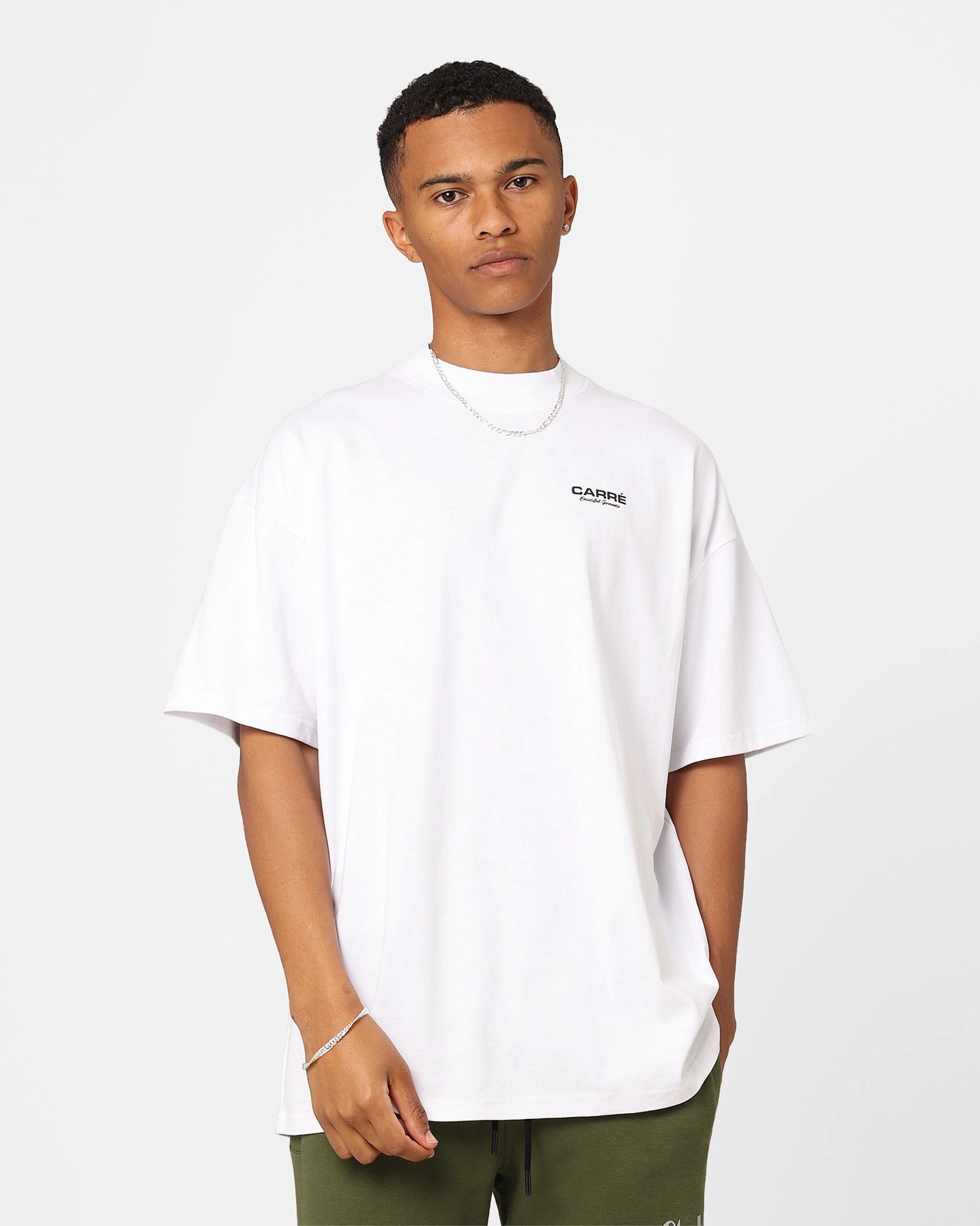 Functional Side Gussets Spandex Enhanced Elasticity Carre RBG Heavyweight Oversized T-Shirt White