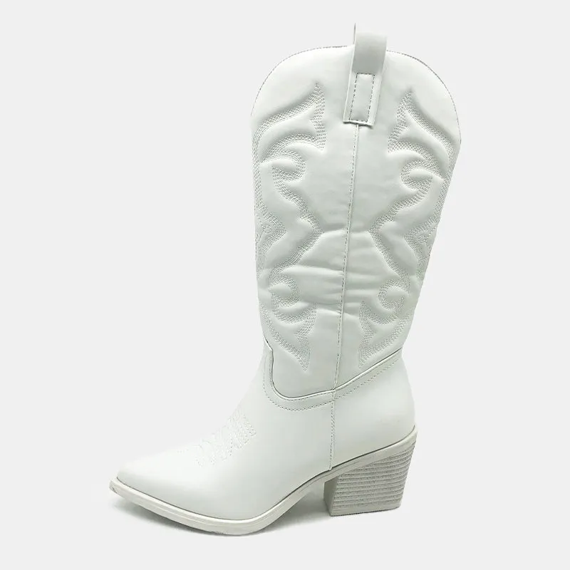 Gardenia Shiny Metallic  Embroidery Boots