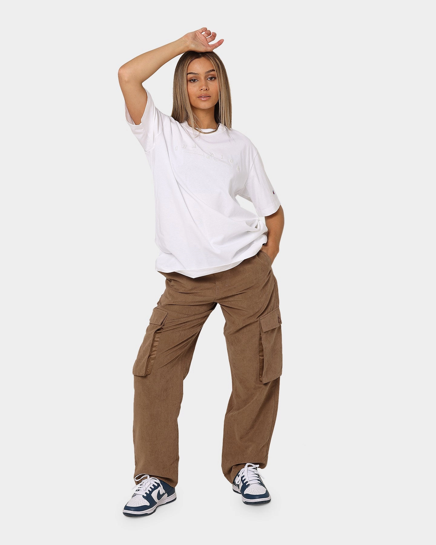 Champion Women's Hi-Tech 2K Oversized T-Shirt White polo neck