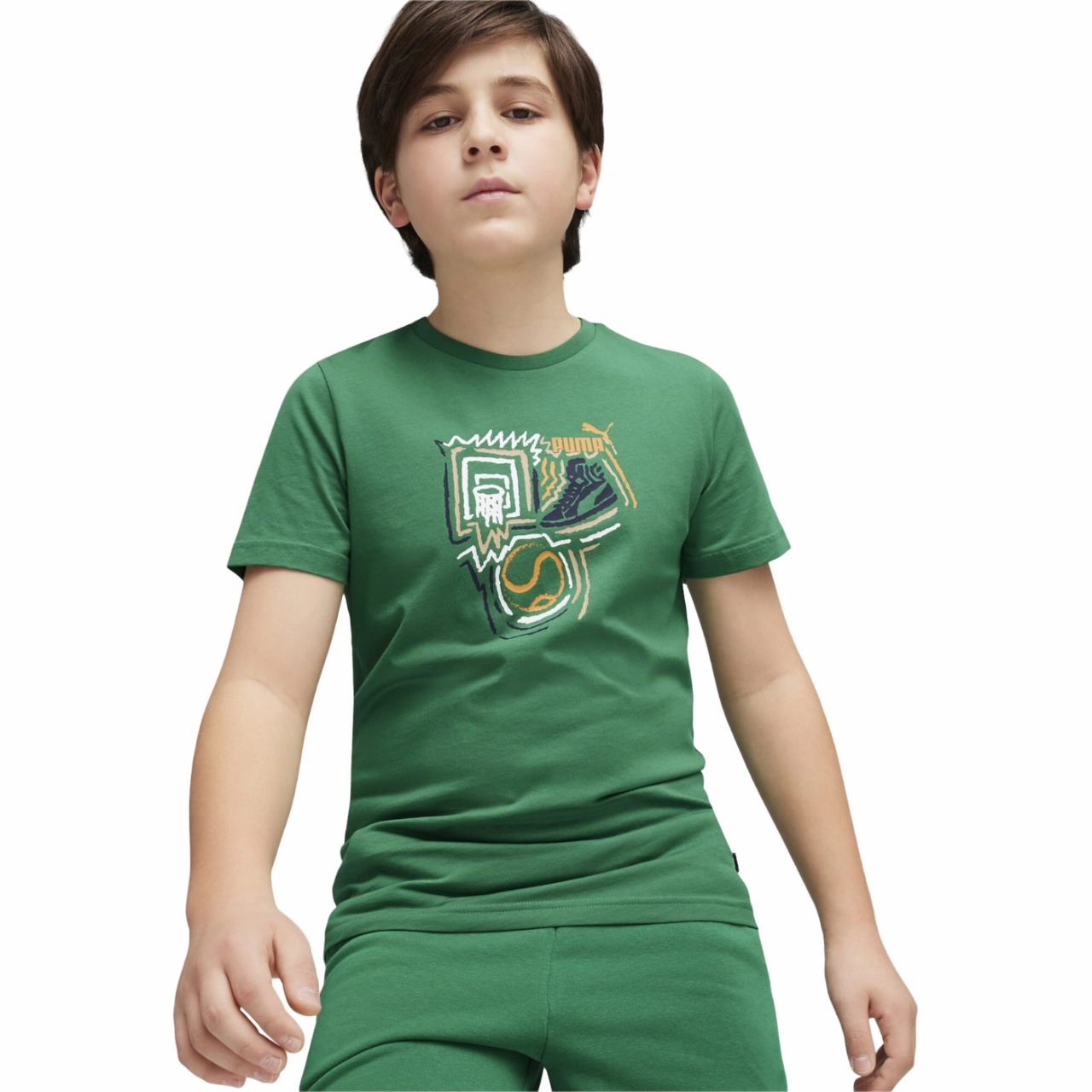 Puma maglietta manica corta da bambino graphics 680299 86 verde Simple yet stylish Sustainable Dye Process