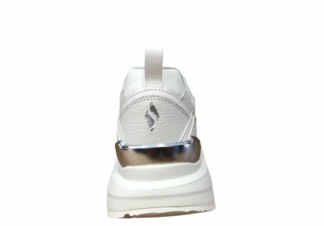 Skechers scarpa sneakers da donna con rialzo al tallone  Rovina Clean Sheen 155046/WHT bianco running for a way to stay independent