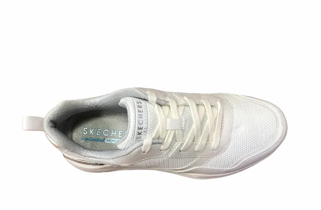 wide - toe - box running shoes functional - training running shoes Skechers scarpa sneakers da donna con rialzo al tallone  Rovina Clean Sheen 155046/WHT bianco