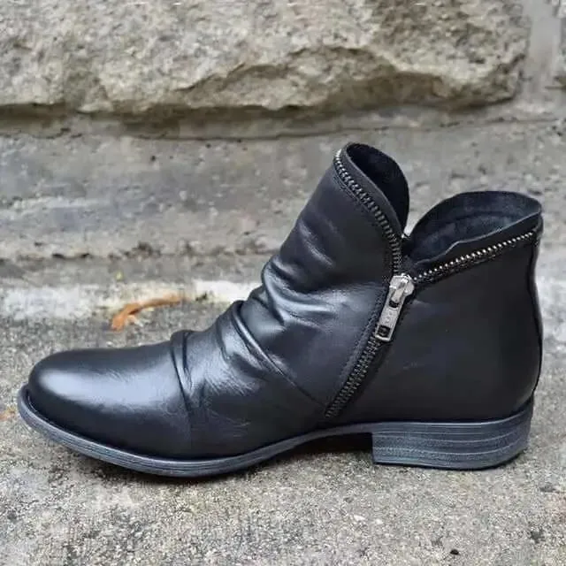 Genuine leather boots women's Vintage Punk Boots