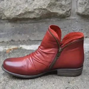 Genuine leather boots women's Vintage Punk Boots