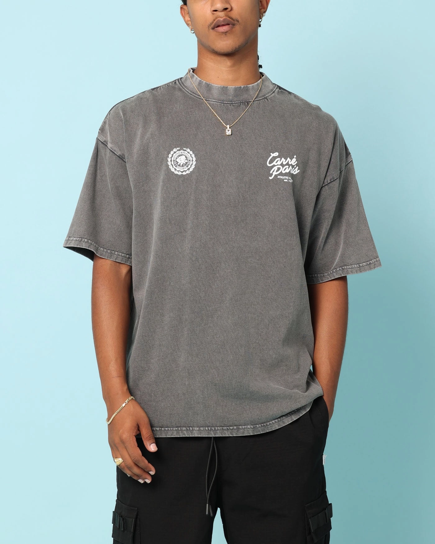 High-Quality Fabric ComfortFirst Carr?? Gorgeous Script Oversized T-Shirt Washed Charcoal