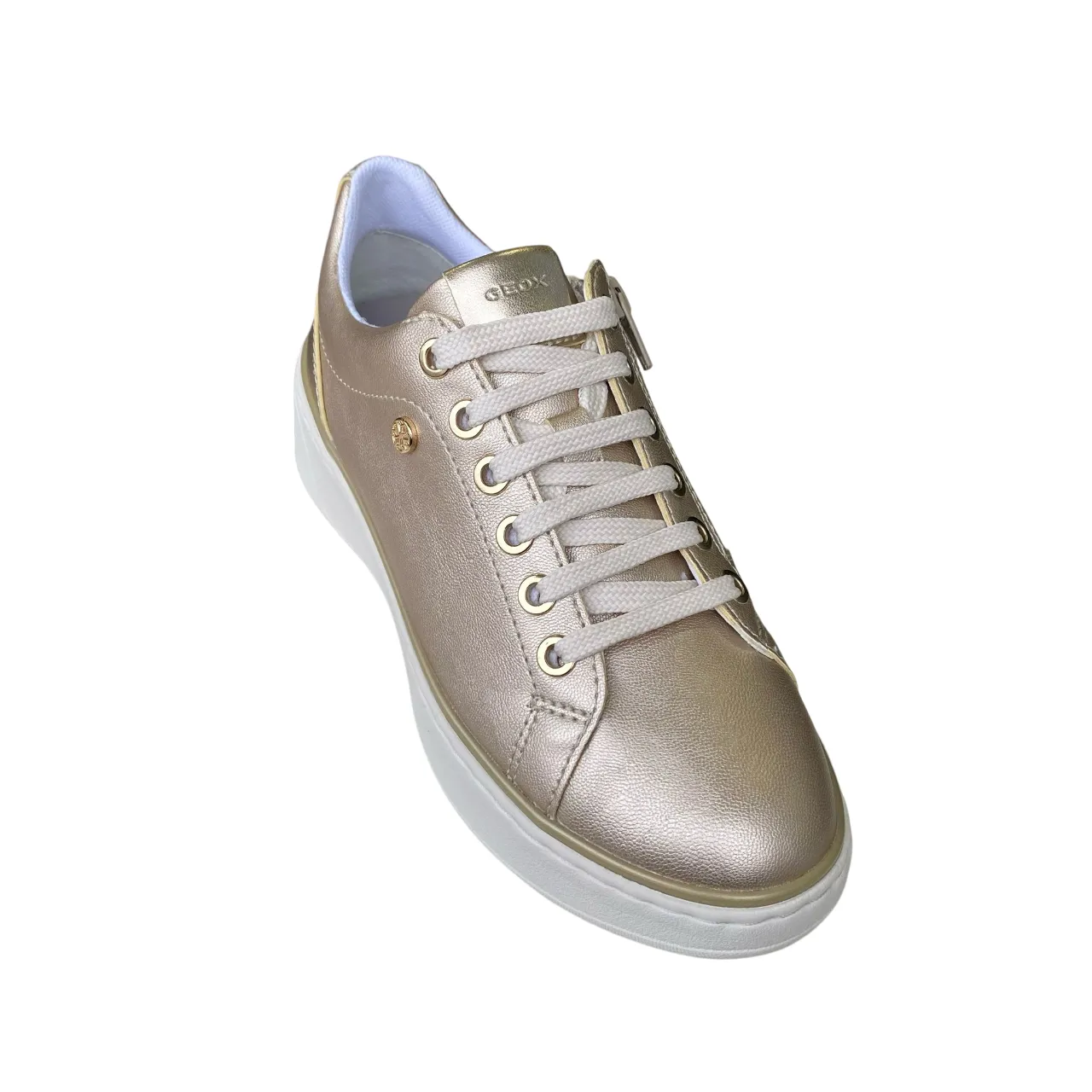 Geox scarpa sneakers da donna Sunnetty D55YHA 0NFBN C2012 laminata oro SoftInterior Rolling Gait