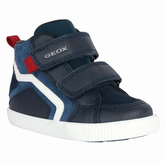 budget - friendly running wear Geox scarpa sneaker alta da bambino con strappo in pelle B36A7E-022ME-C4277 Kilwi blu