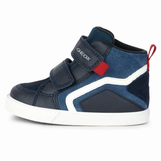 post - workout recovery Bounce Back Midsole Geox scarpa sneaker alta da bambino con strappo in pelle B36A7E-022ME-C4277 Kilwi blu