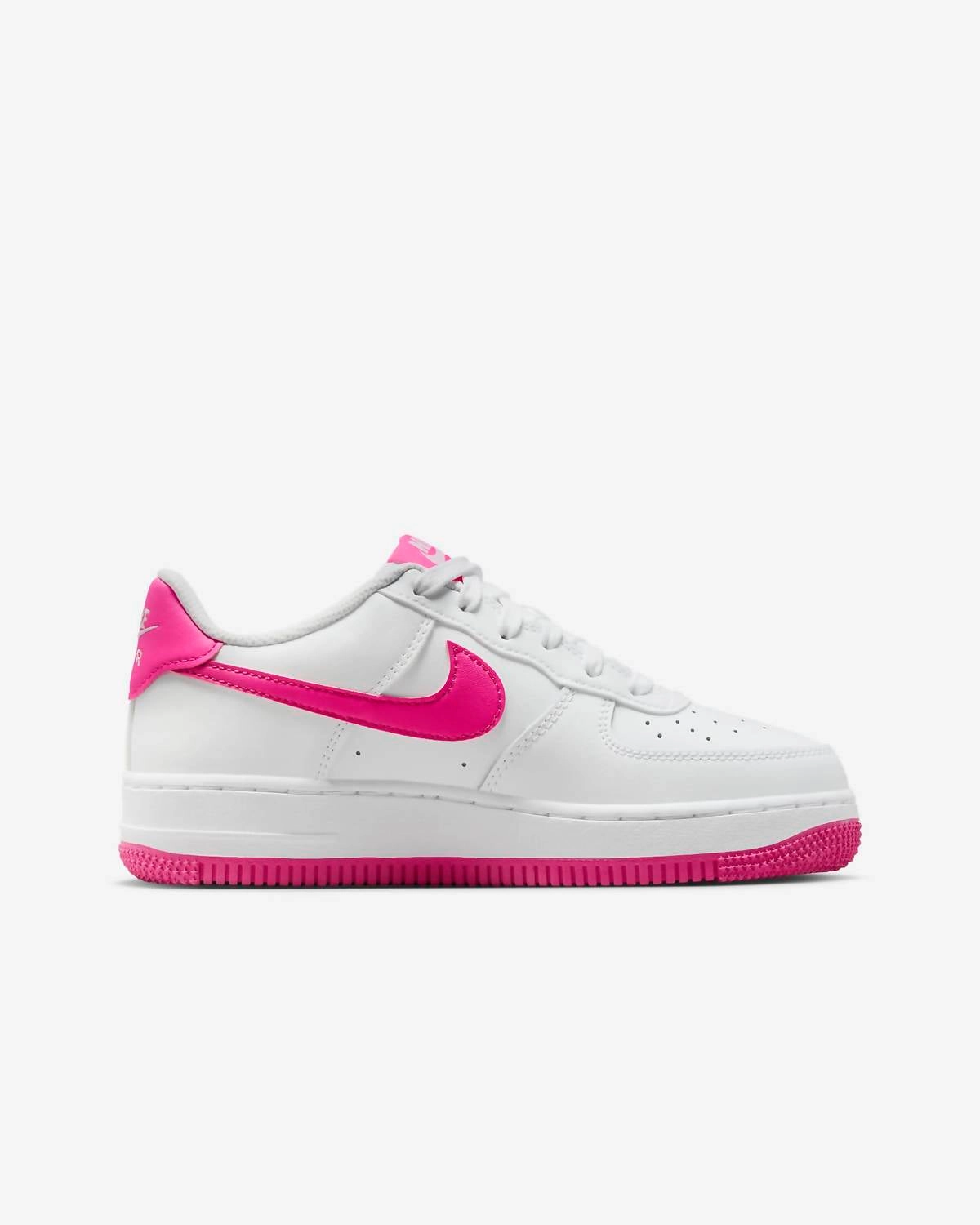 Girl's Air Force 1 Shoes In White/fushia Flex grooves