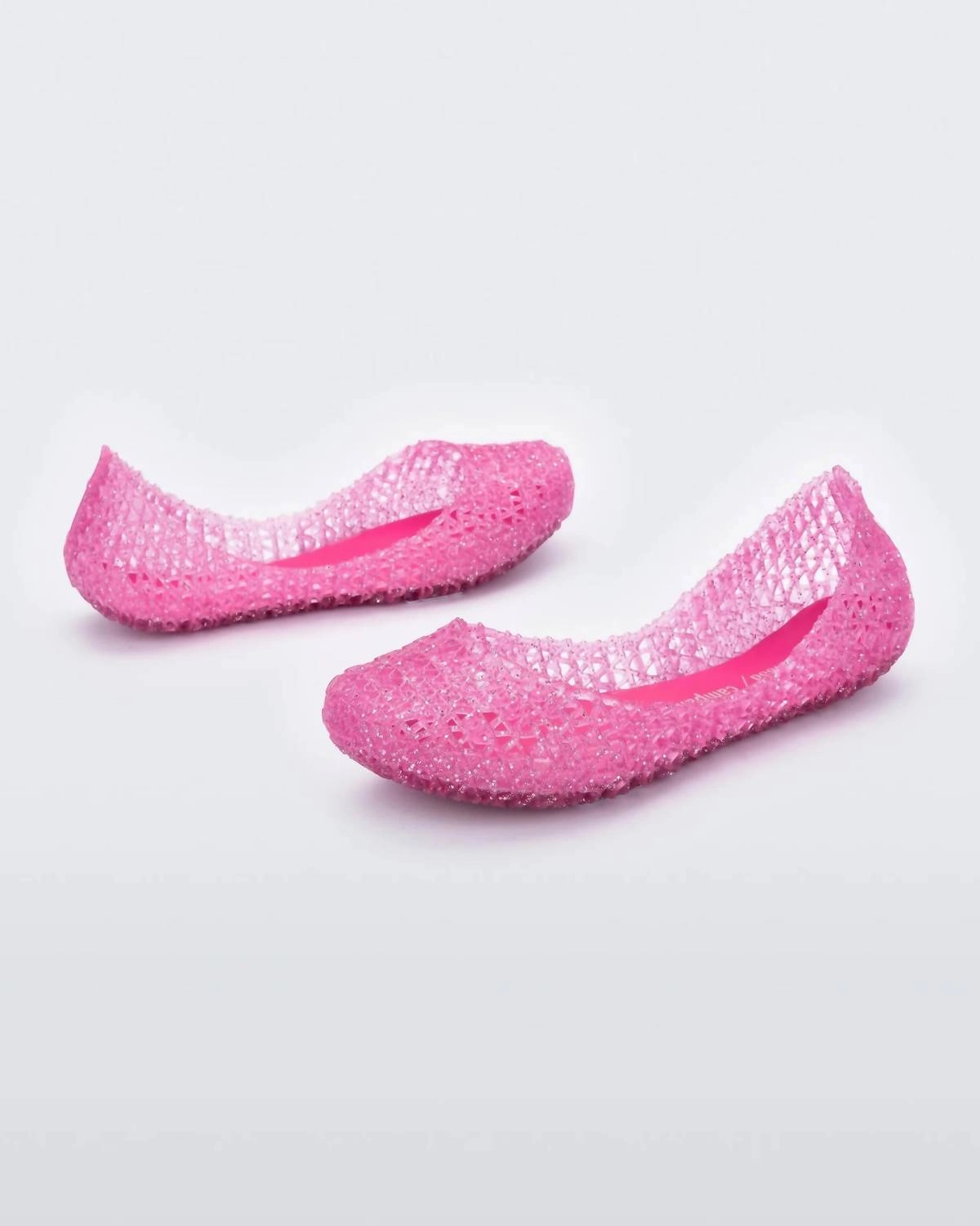 Girl's Campana Papel Flat In Pink Glitter Impact Diffusing Structure