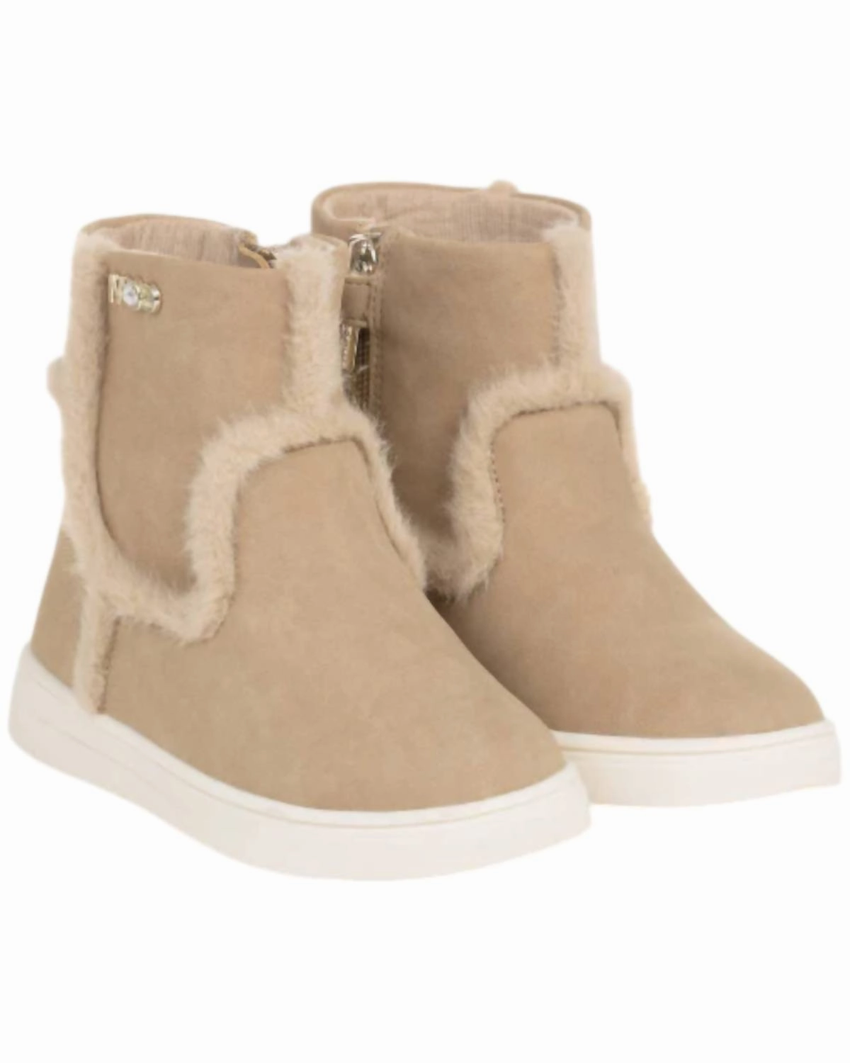 Comfortable Midsole Girl's Faux Fur Detail Booties In Mole