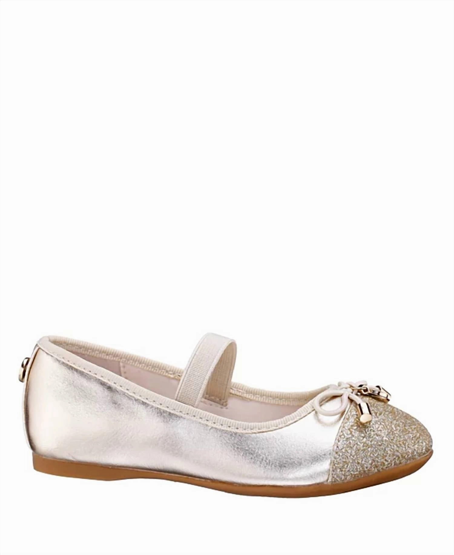 Girl's Kamryn Ballet Shoes In Gold Memory Foam Adaptation