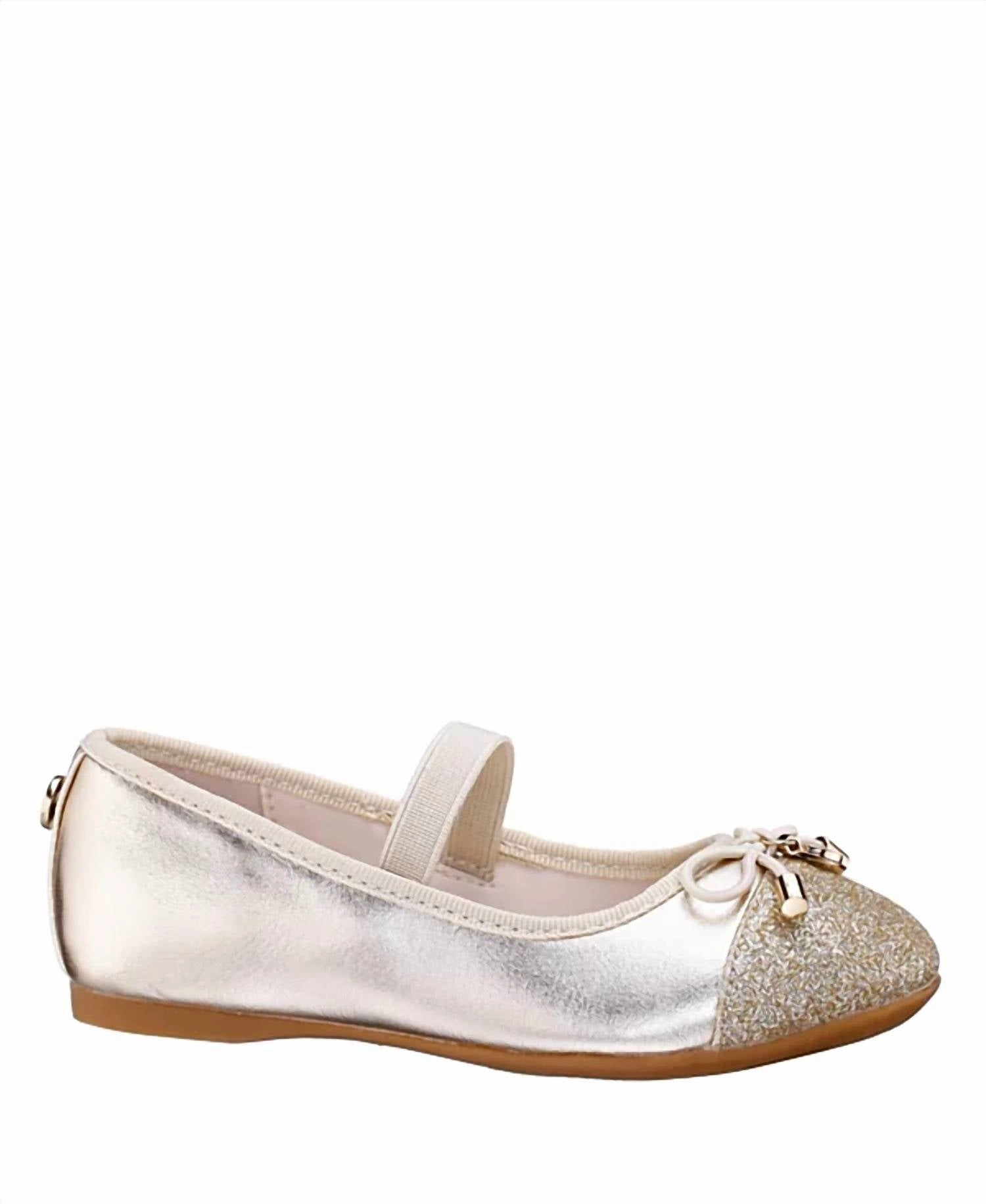 Girl's Kamryn Ballet Shoes In Gold Smooth Leather Long Hours