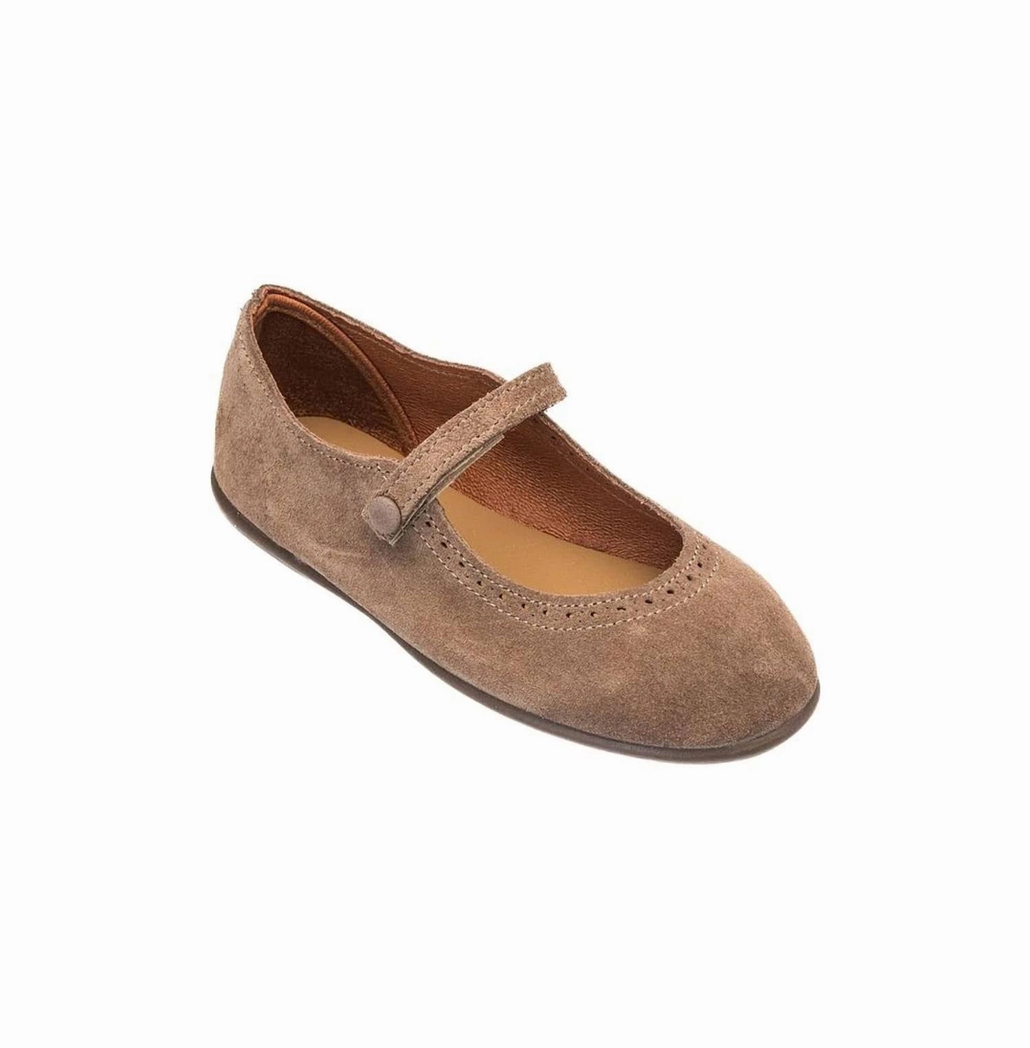 Girl's Mary Jane Suede Shoes In Beige TPU plate Outdoor Steps