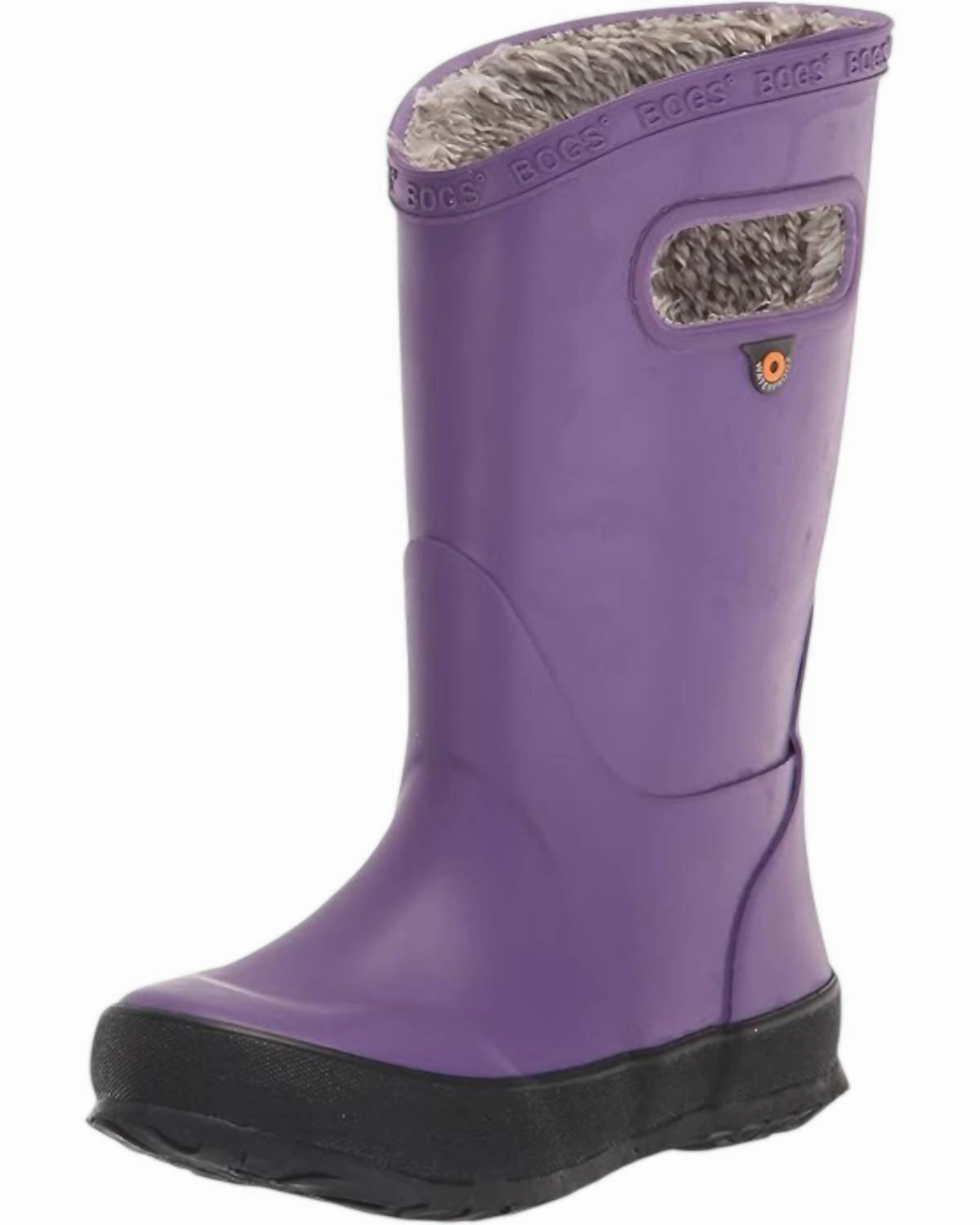 Breathable Grip Stacked Cushioning Girl's Plush Rain Boots In Purple
