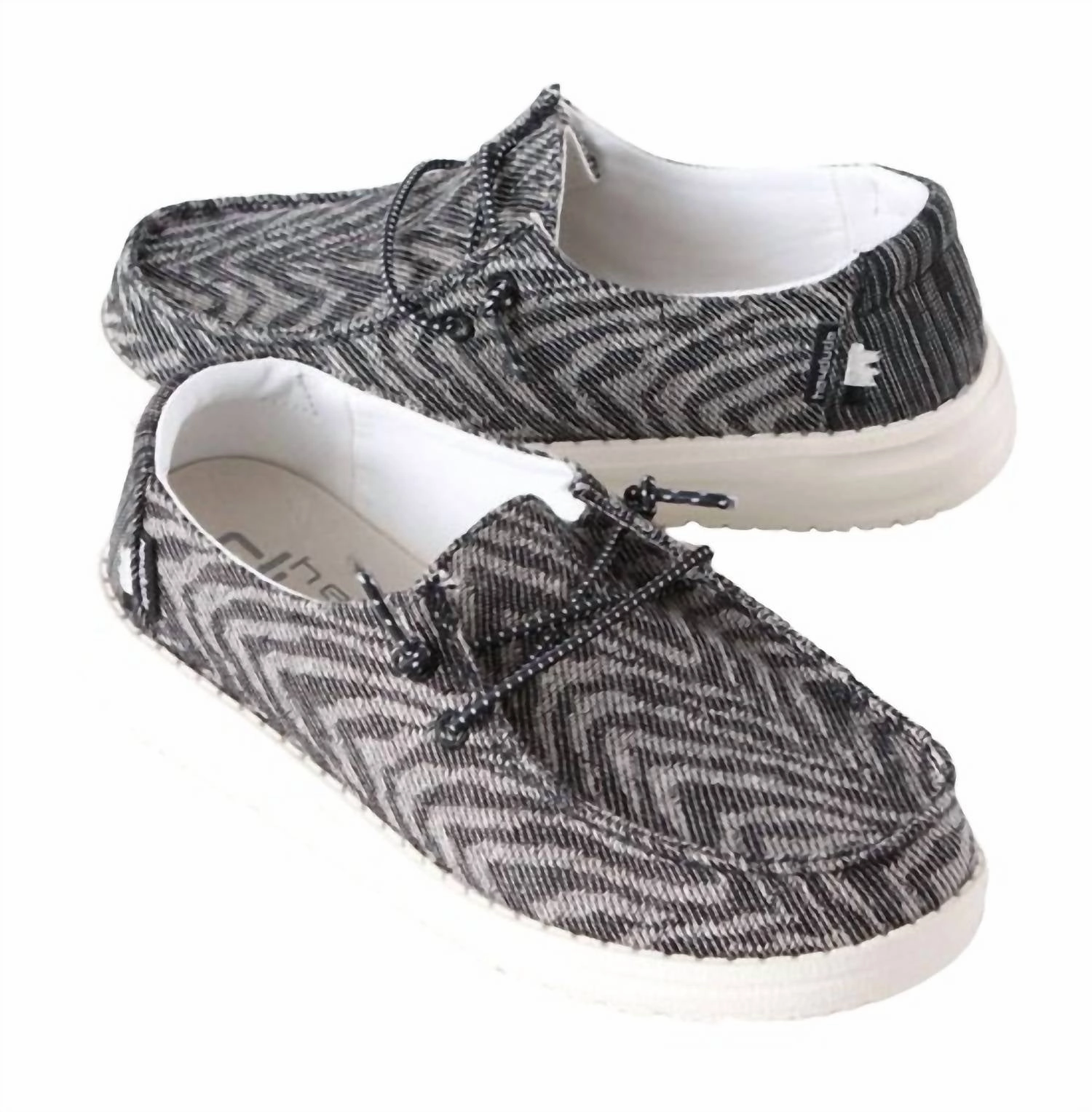 Tapered Heel Design Girl's Wendy Youth Woven Shoes In Zebra Black Stripe