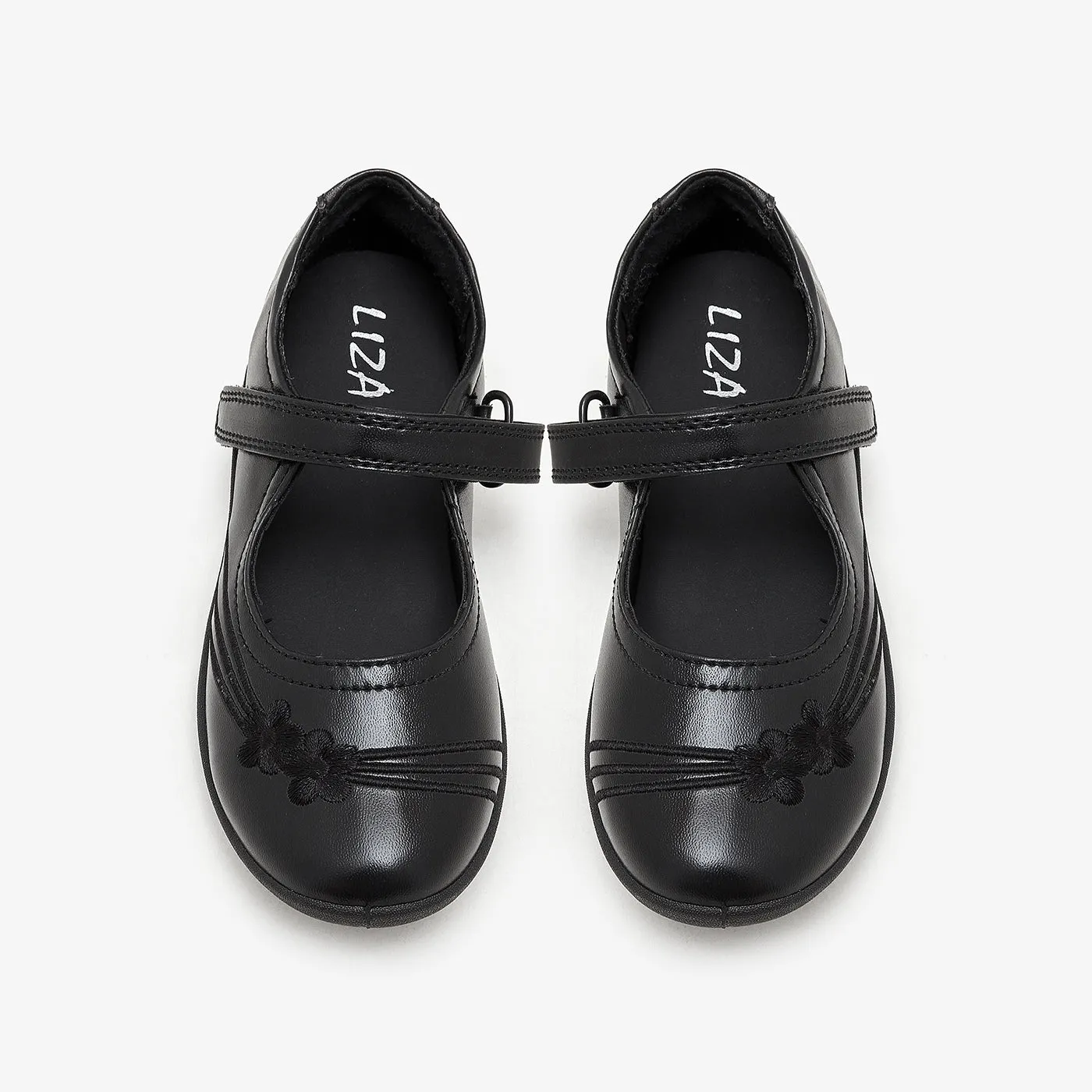Girls' Embroidered School Shoes