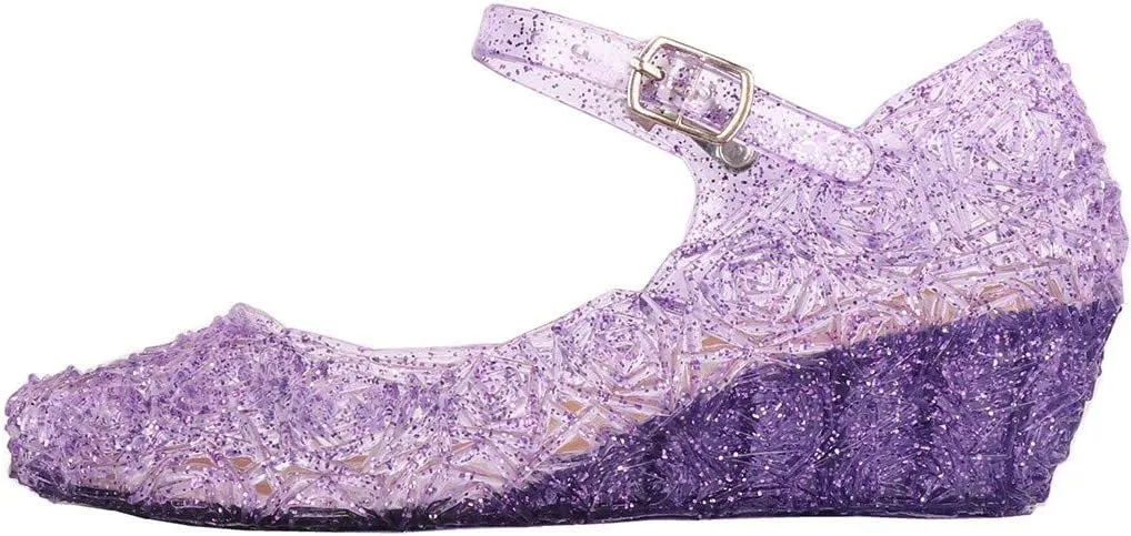 Girls Jelly Sandals Princess Cosplay Dress Up Mary Jane lats Heels Dance Party Single Shoes for Kids Toddler