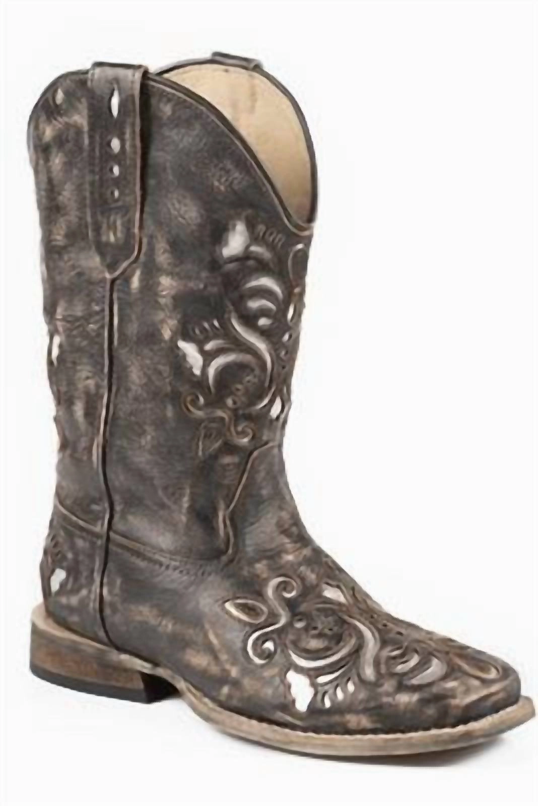 Girls' Square Toe Silver Metallic Underlay Fashion Boot In Brown/silver Move Free Low Top Style