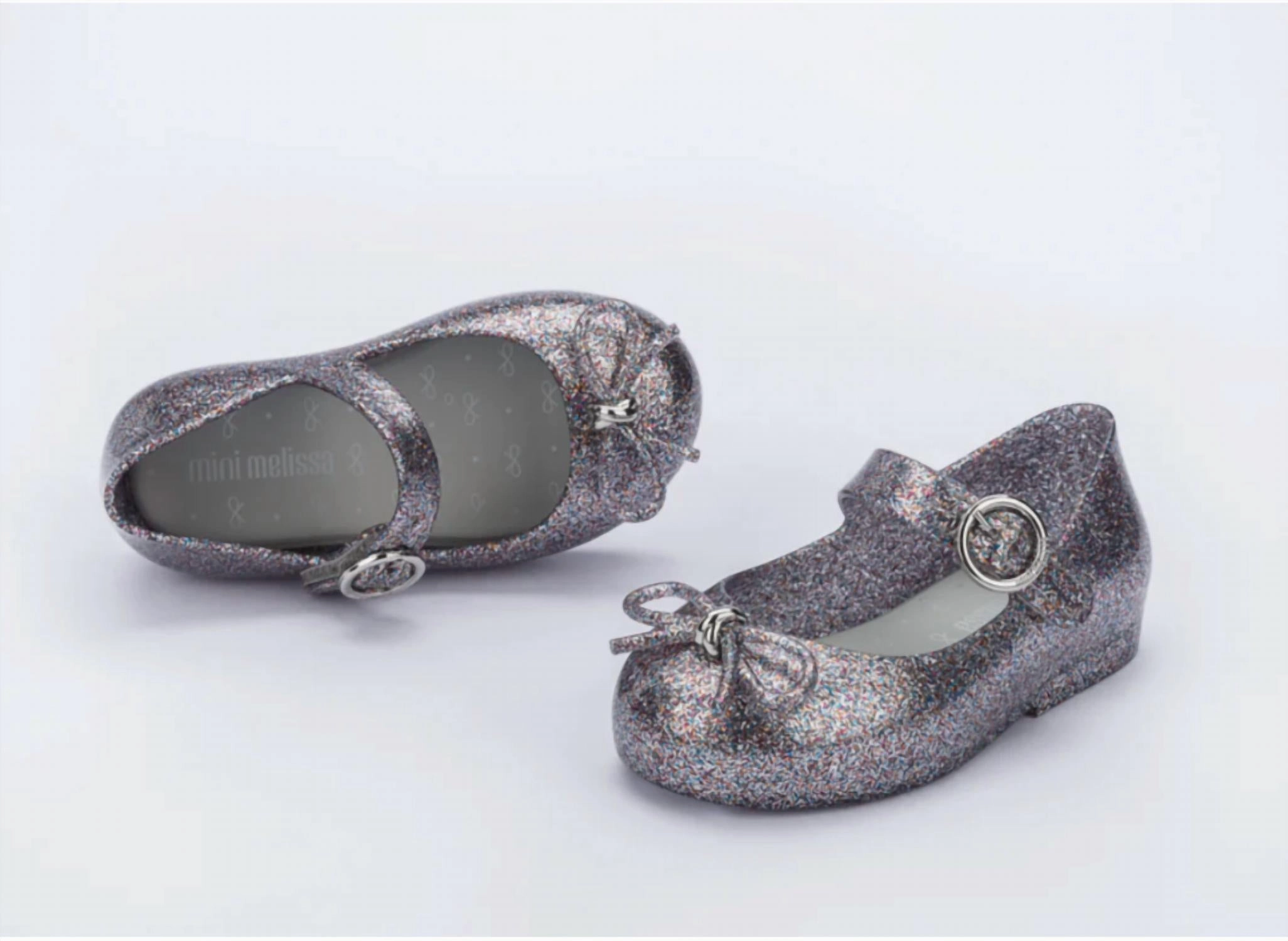 Urban breathability Comfortable Standing Girls' Sweet Love Ballet Flat In Silver Glitter