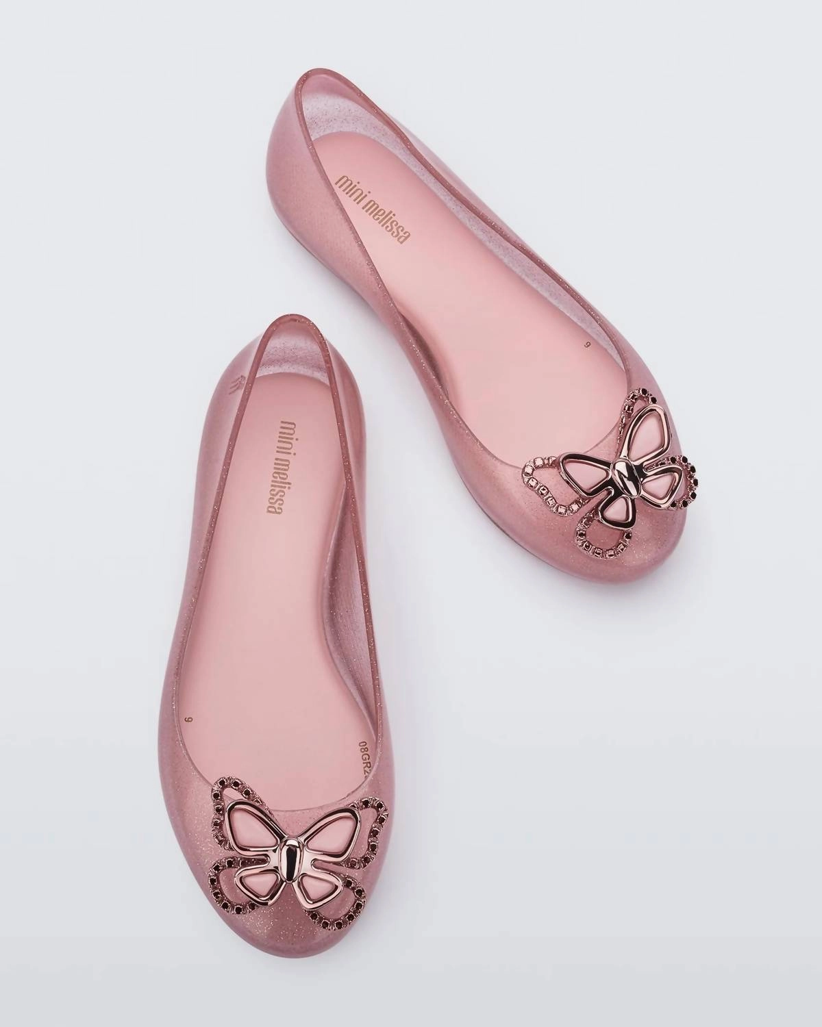Durability Smooth Performance Girls' Sweet Love Butterly Flats In Pink Glitter