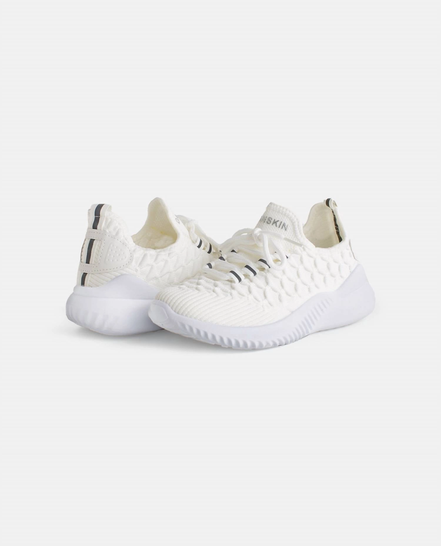 Girls Stunt Lace Up Sneaker In White MoistureWickingFabric