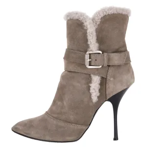 Giuseppe Zanotti Suede Ankle Boots With Shearling Trim. Size 39.5