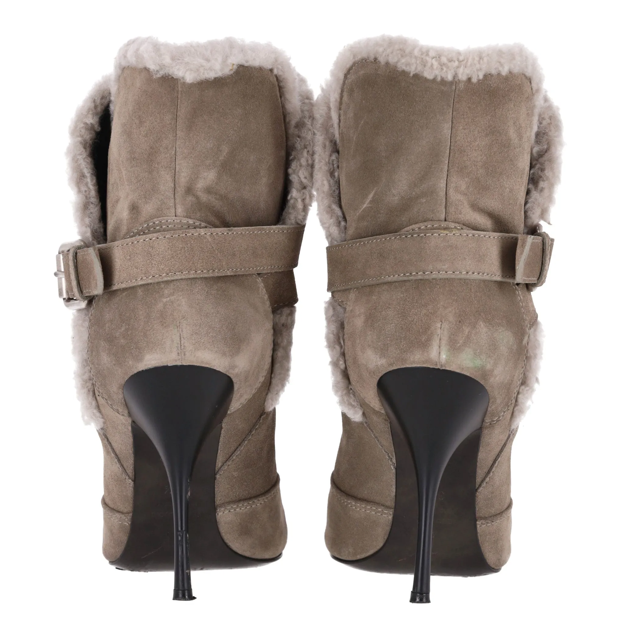 Giuseppe Zanotti Suede Ankle Boots With Shearling Trim. Size 39.5