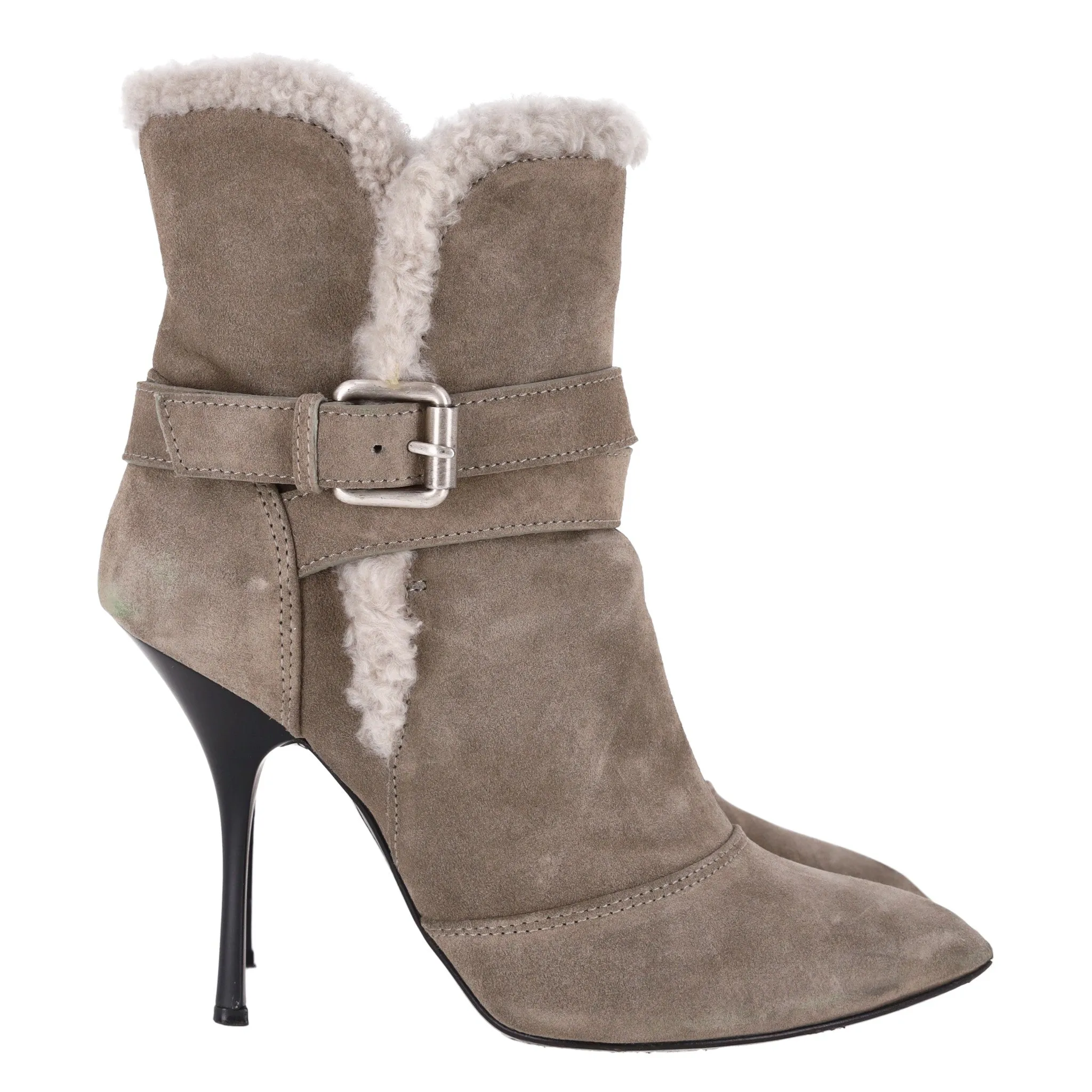 Giuseppe Zanotti Suede Ankle Boots With Shearling Trim. Size 39.5