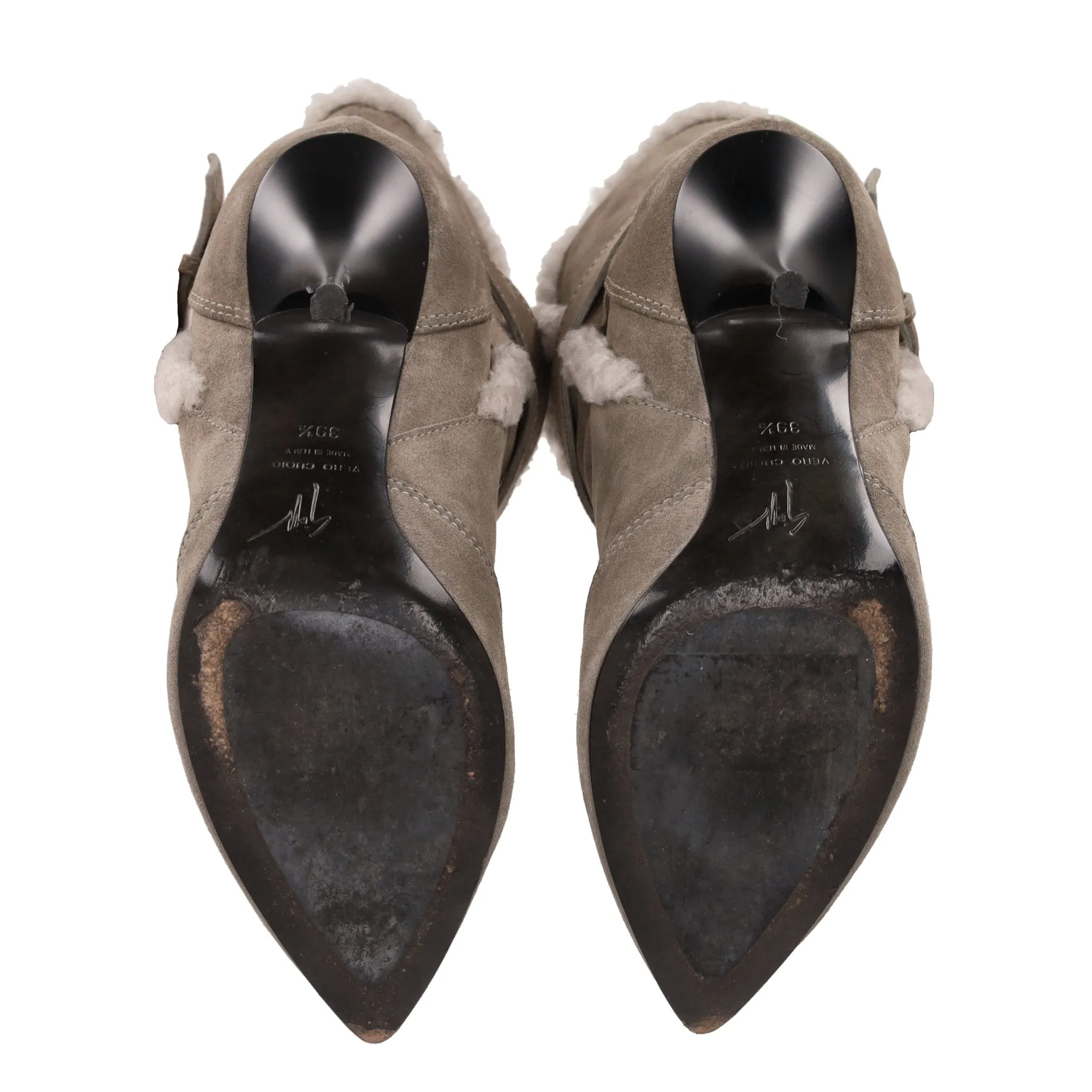 Giuseppe Zanotti Suede Ankle Boots With Shearling Trim. Size 39.5