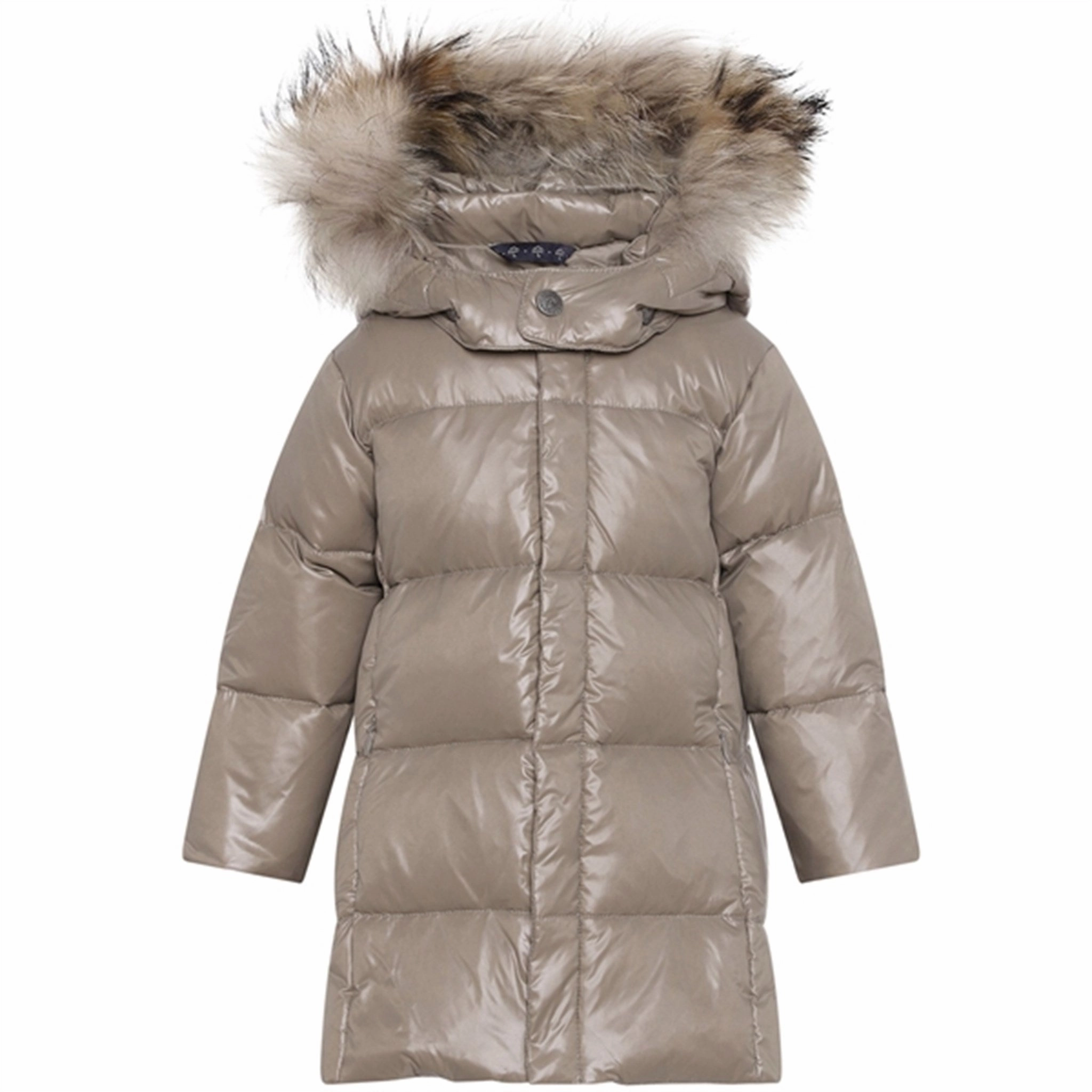 Ver de Terre Featherlight Baby Girls Dunfrakke m. Pels Caramel Casual Staple Anti Static Treatment