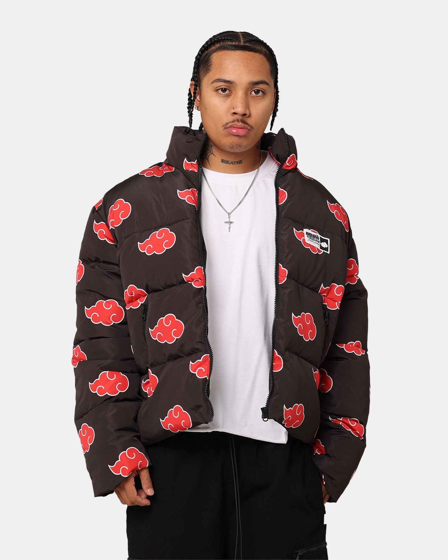 Goat Crew X Naruto Akatsuki Puffer Jacket Black Bronzer Condition