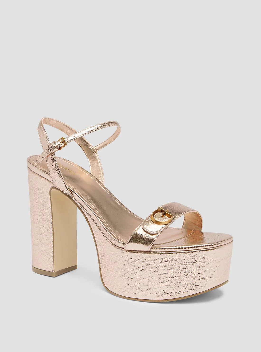 Gold Sherrill Platform Sandal Heels