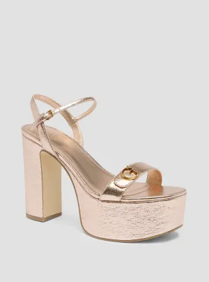 Gold Sherrill Platform Sandal Heels