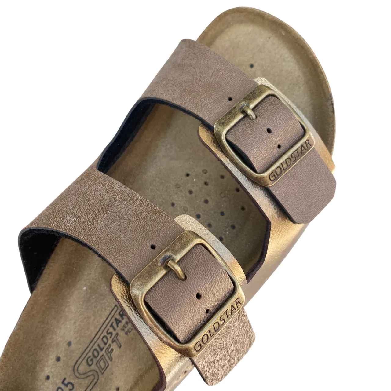 Flexible Flats Goldstar ciabatta da donna con sottopiede in pelle a 2 fasce con fibbie GS4800V bronzo