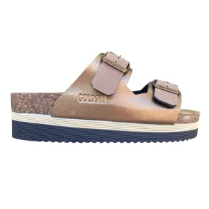 Goldstar ciabatta da donna con sottopiede in pelle a 2 fasce con fibbie GS4800V bronzo Water Resistant Finish Adjustable Backstrap Closure