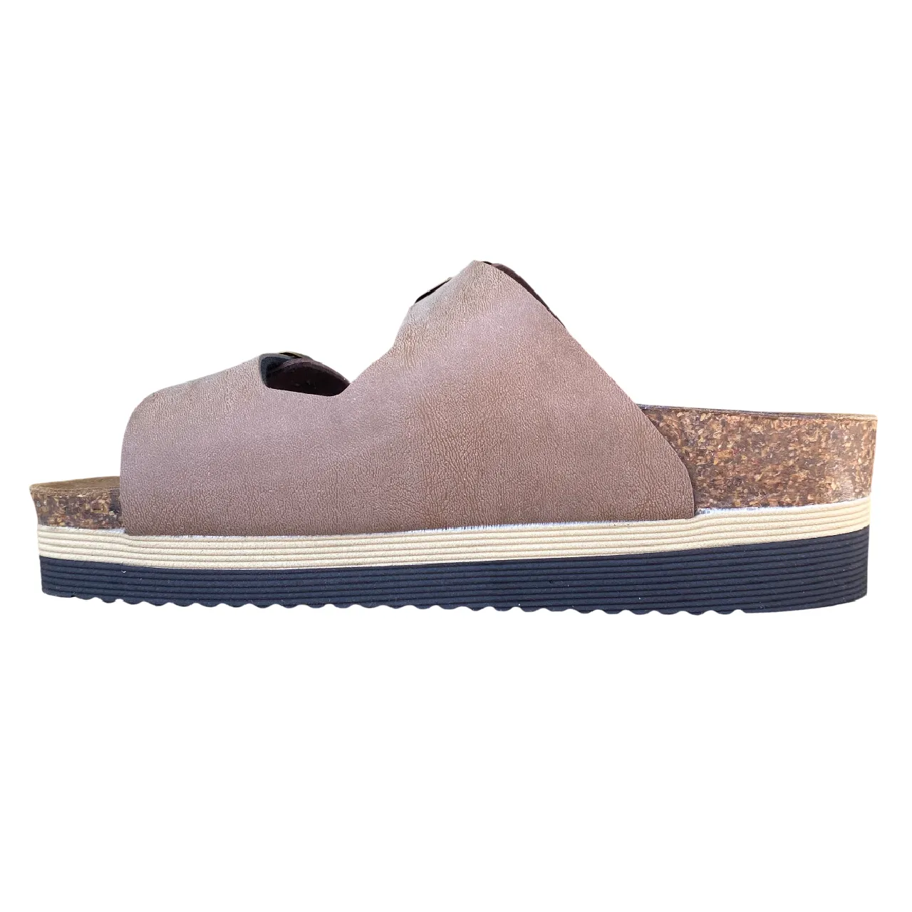 Goldstar ciabatta da donna con sottopiede in pelle a 2 fasce con fibbie GS4800V bronzo Supportive Walk