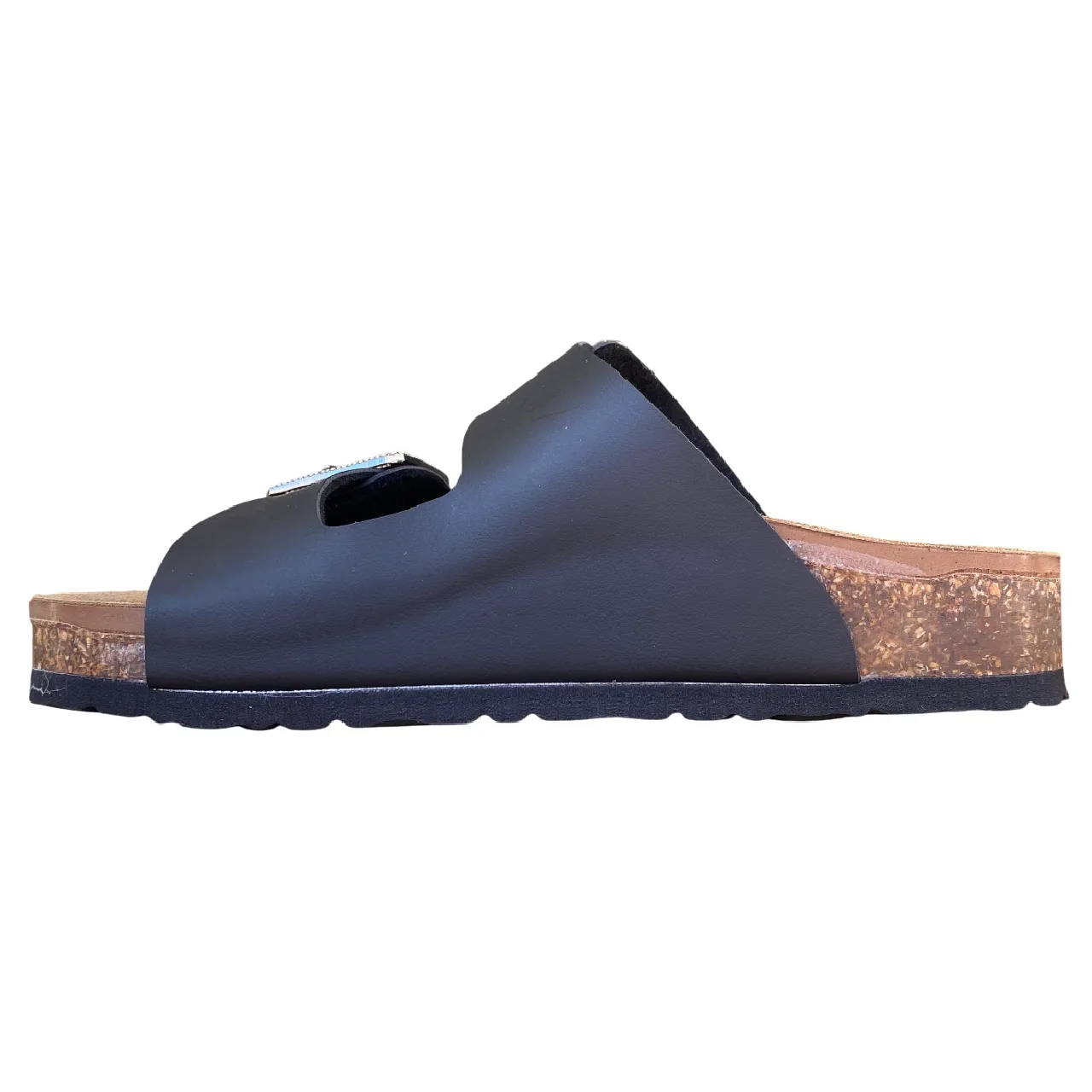 Goldstar ciabatta da donna sottopiede in pelle con 2 fibbie con strass GS31801QS premier nero Pastel Soft