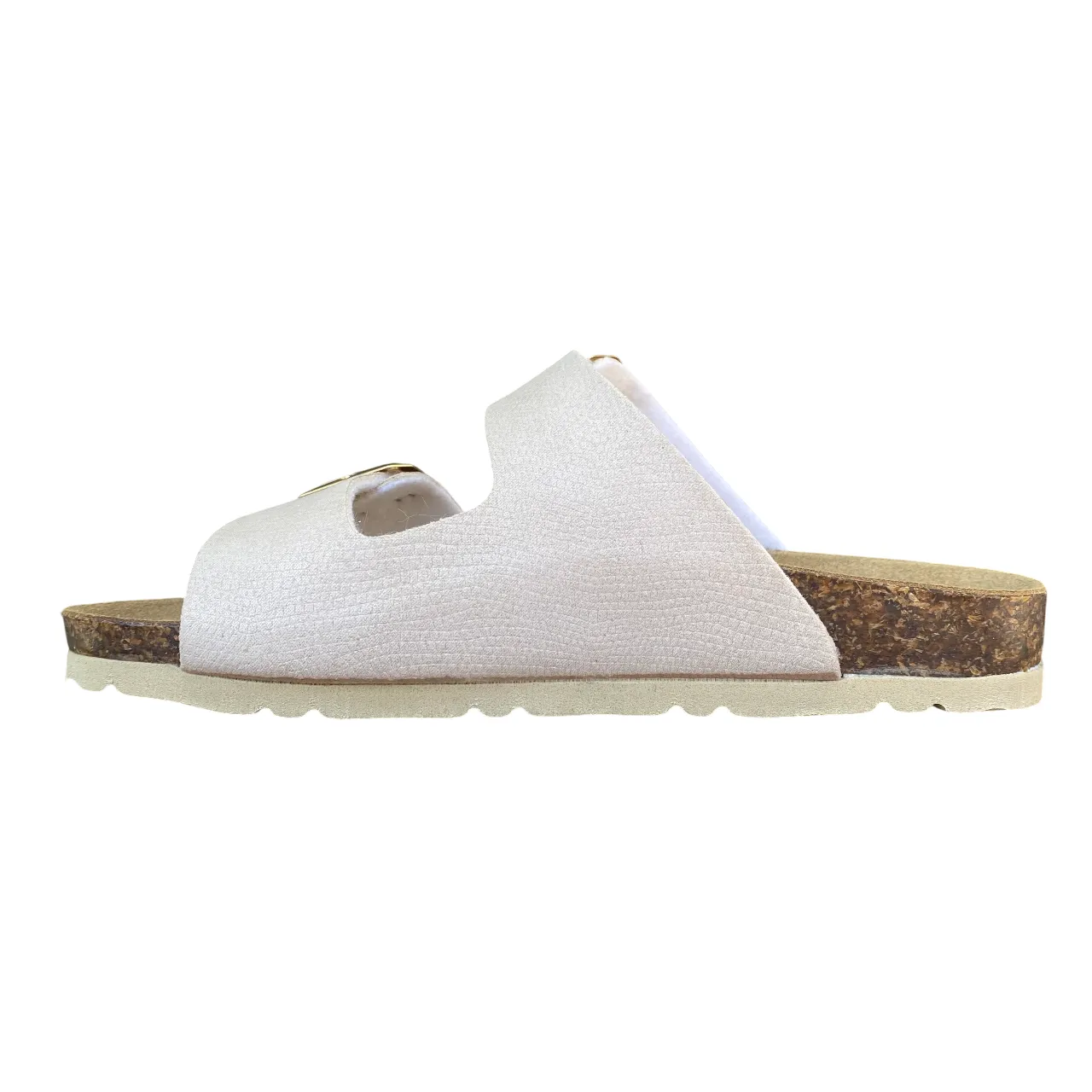 Travel Ready Fashionable Goldstar sandalo da donna a doppia fibbia dorata GS1800QL platino