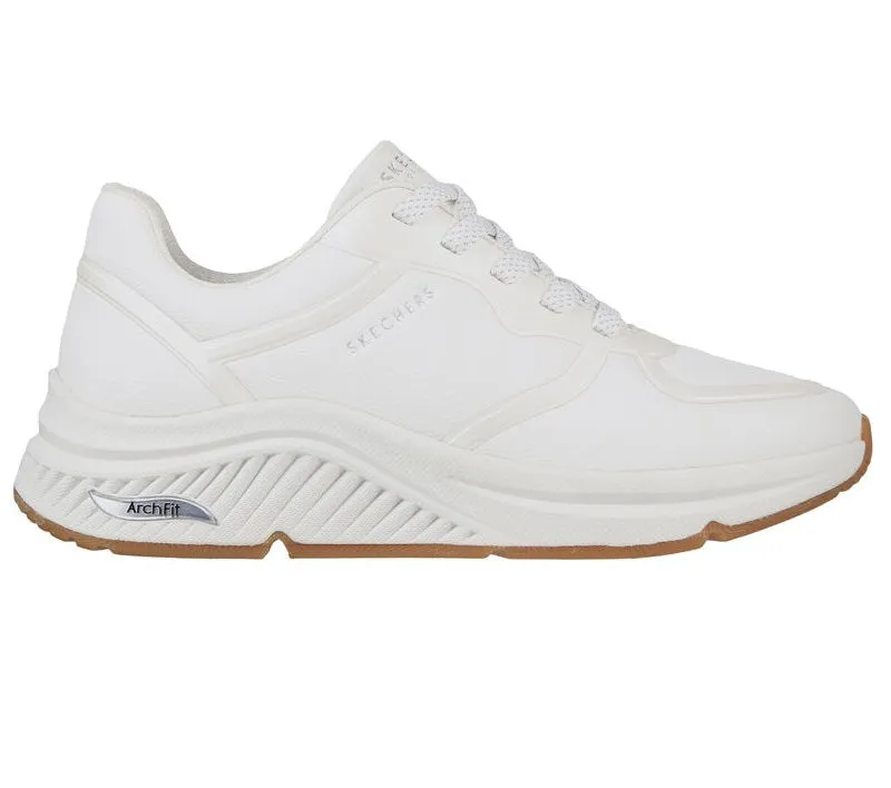 Skechers scarpa sneakers da donna Arch Fit S-Miles Makers 155570-WHT bianco odor - control shoes