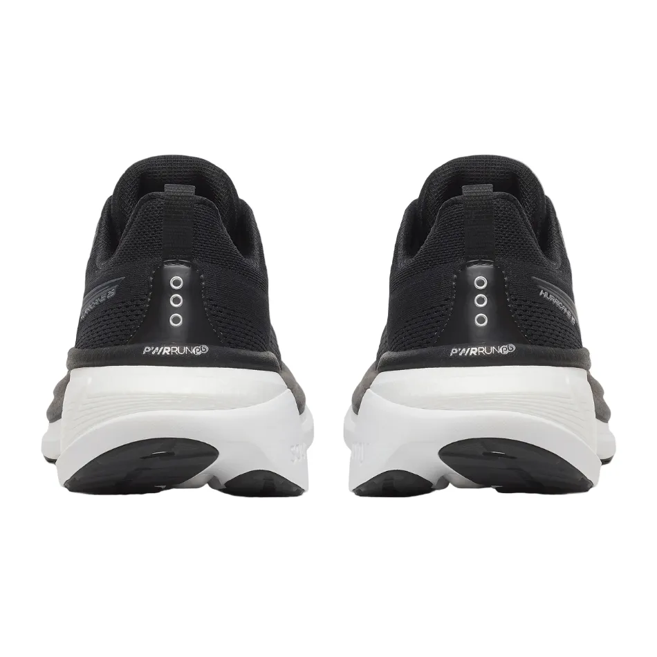 Durable TPR Outsole Saucony Men's Hurricane 25 Running Shoes in Black/White - Online Exclusive