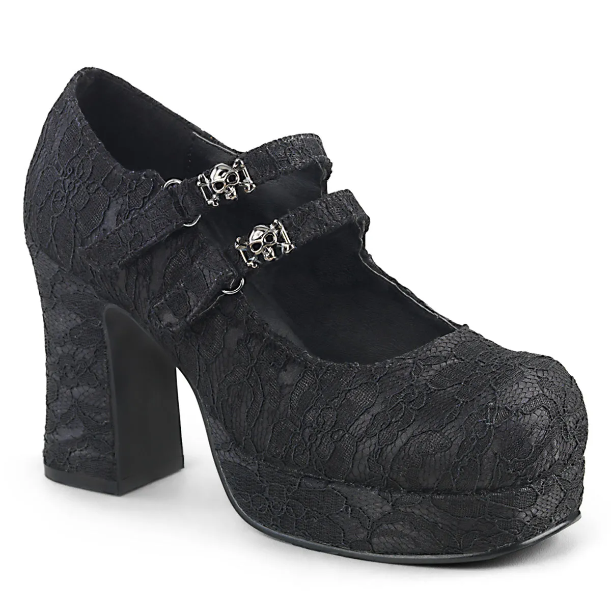 GOTHIKA-09 DemoniaCult Black Satin Sexy Women's Heels & Platform Shoes (Alternative Footwear)