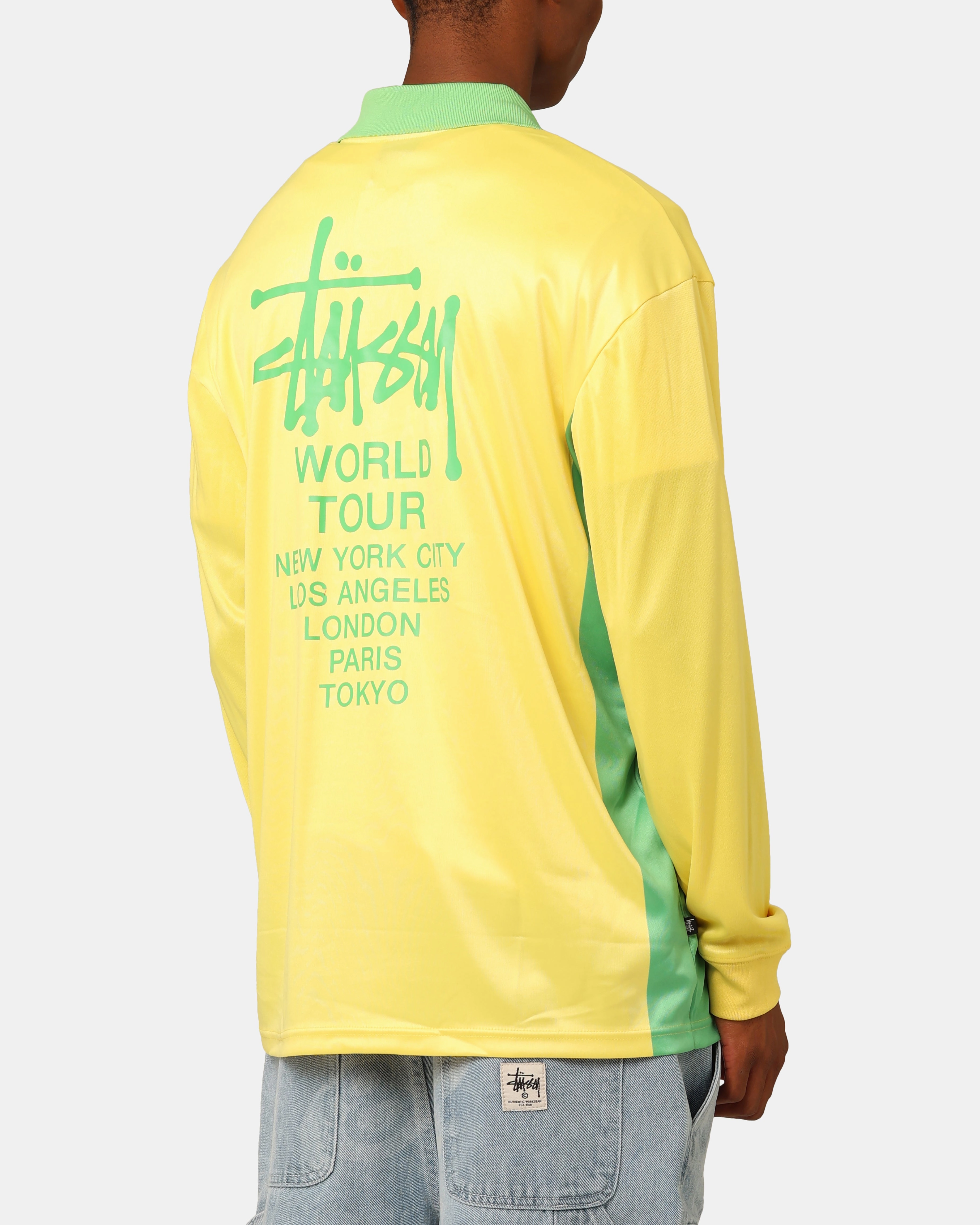 St??ssy Football Polo Long Sleeve T-Shirt Yellow/Lime Active Lifestyle Peak Comfort
