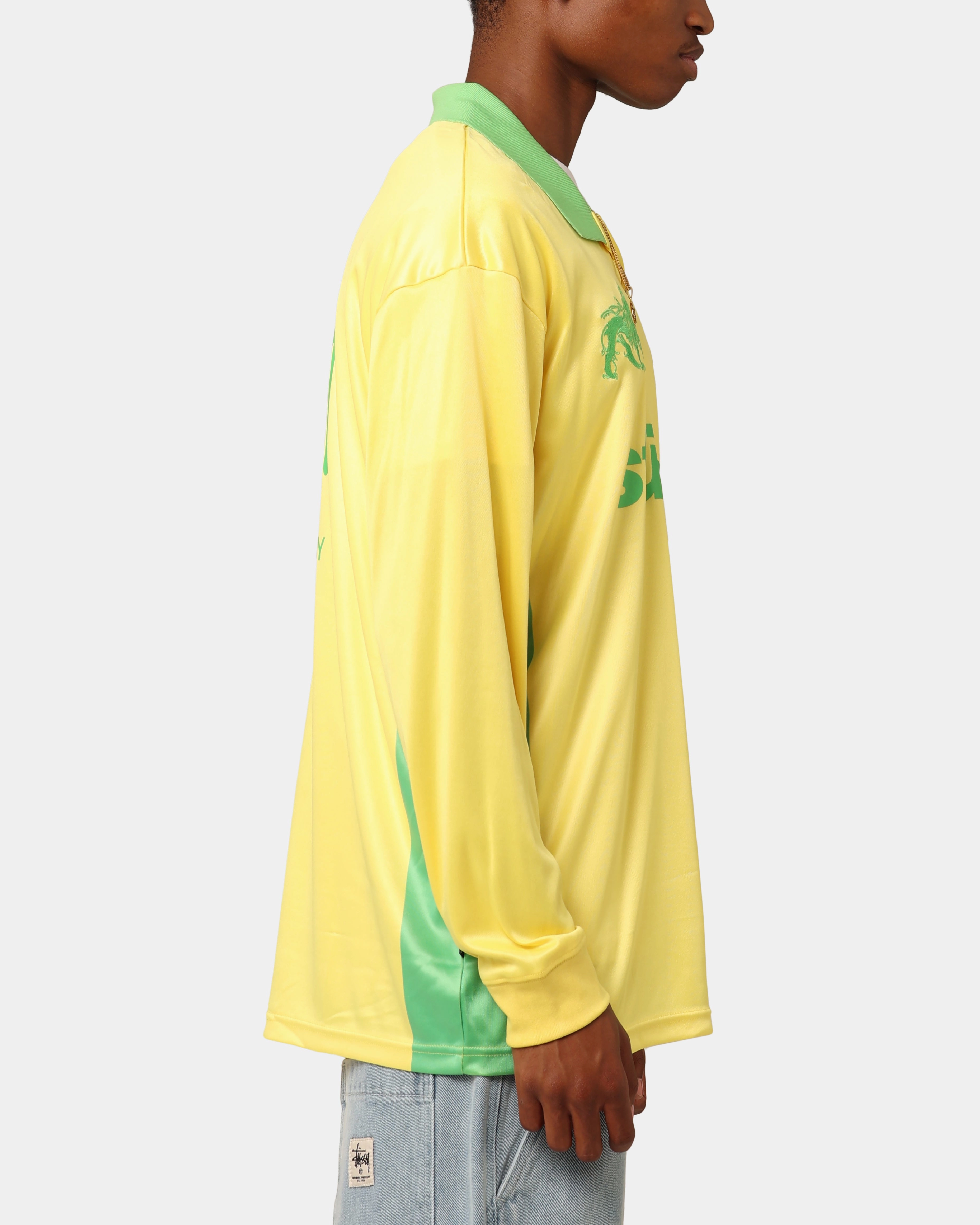 Dynamic Air St??ssy Football Polo Long Sleeve T-Shirt Yellow/Lime