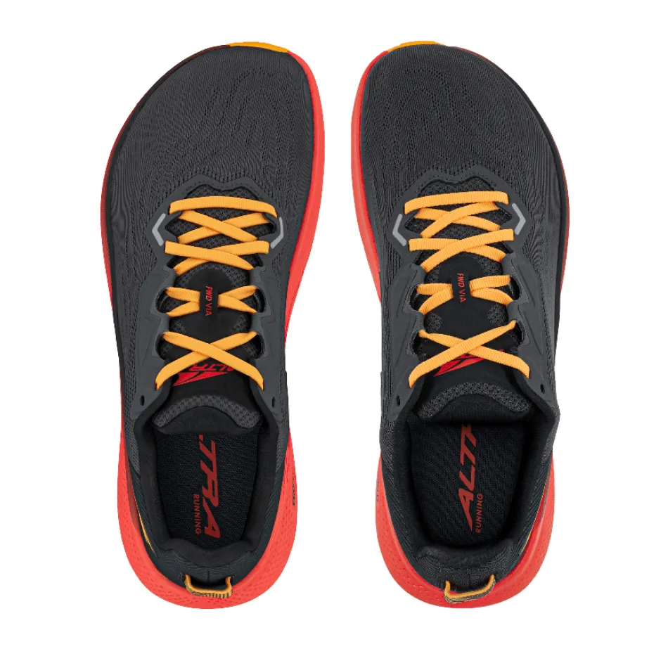 sustainable running wear post - workout Altra Men's FWD Via Running Shoes in Black/Orange SS25